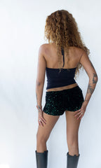 shorts paetê veludo