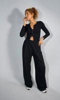 calça moletom wide leg comfy
