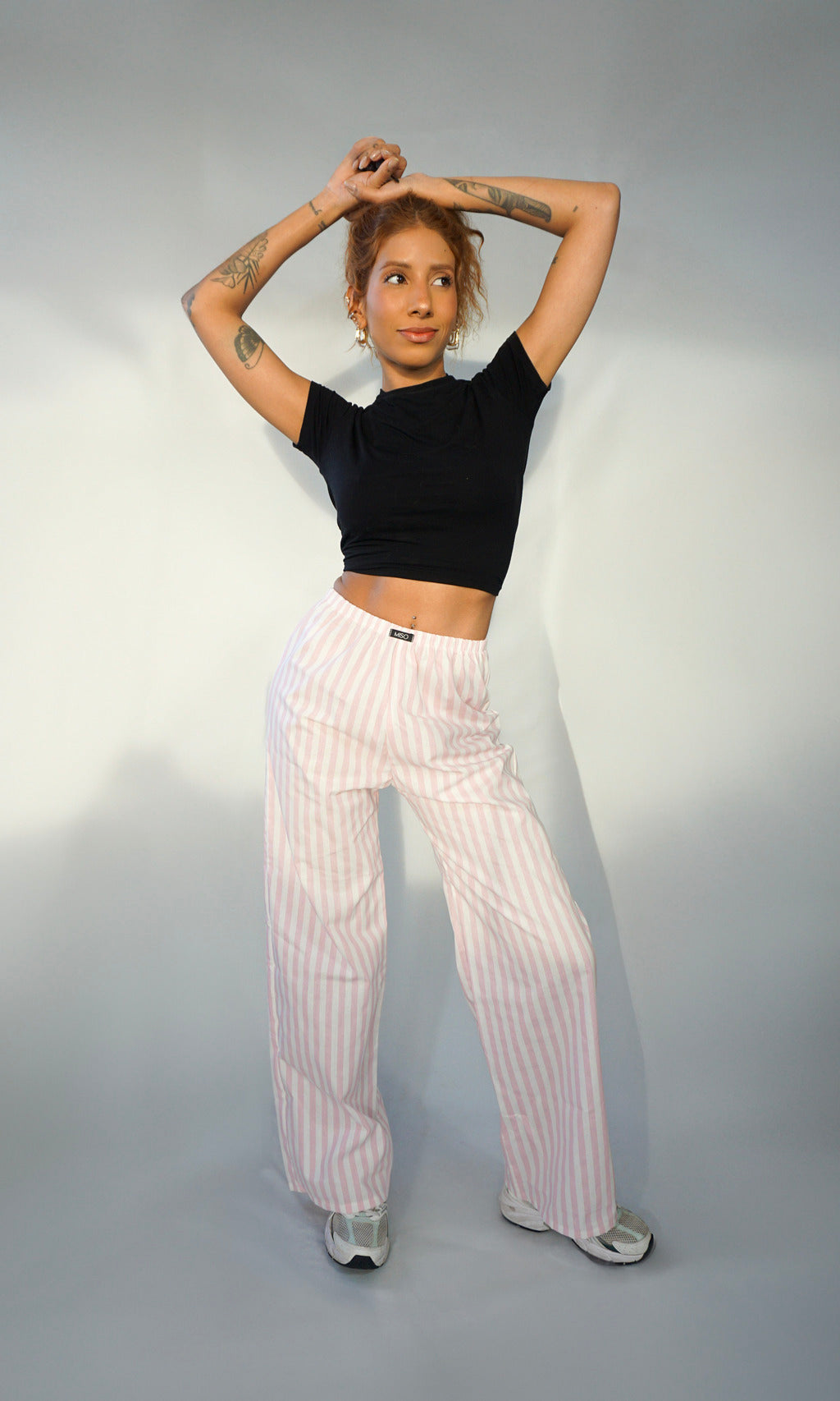 calça stripes algodão