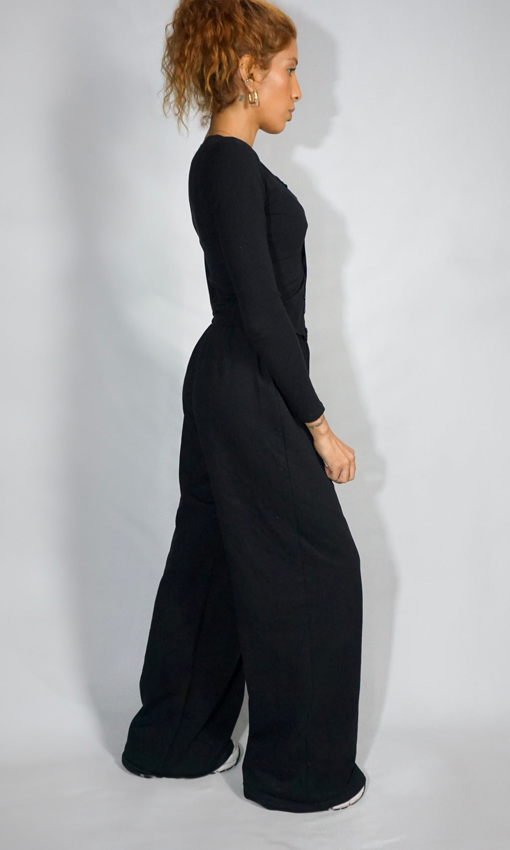 calça moletom wide leg comfy