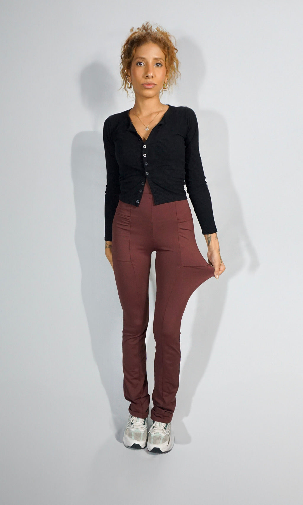 blusa canelada botões hit