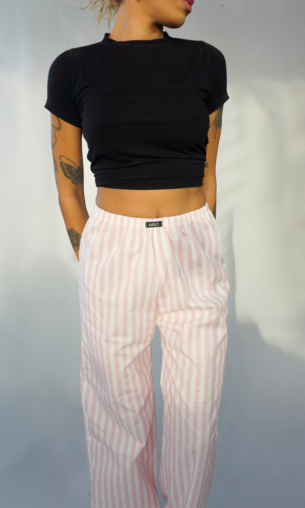 calça stripes algodão