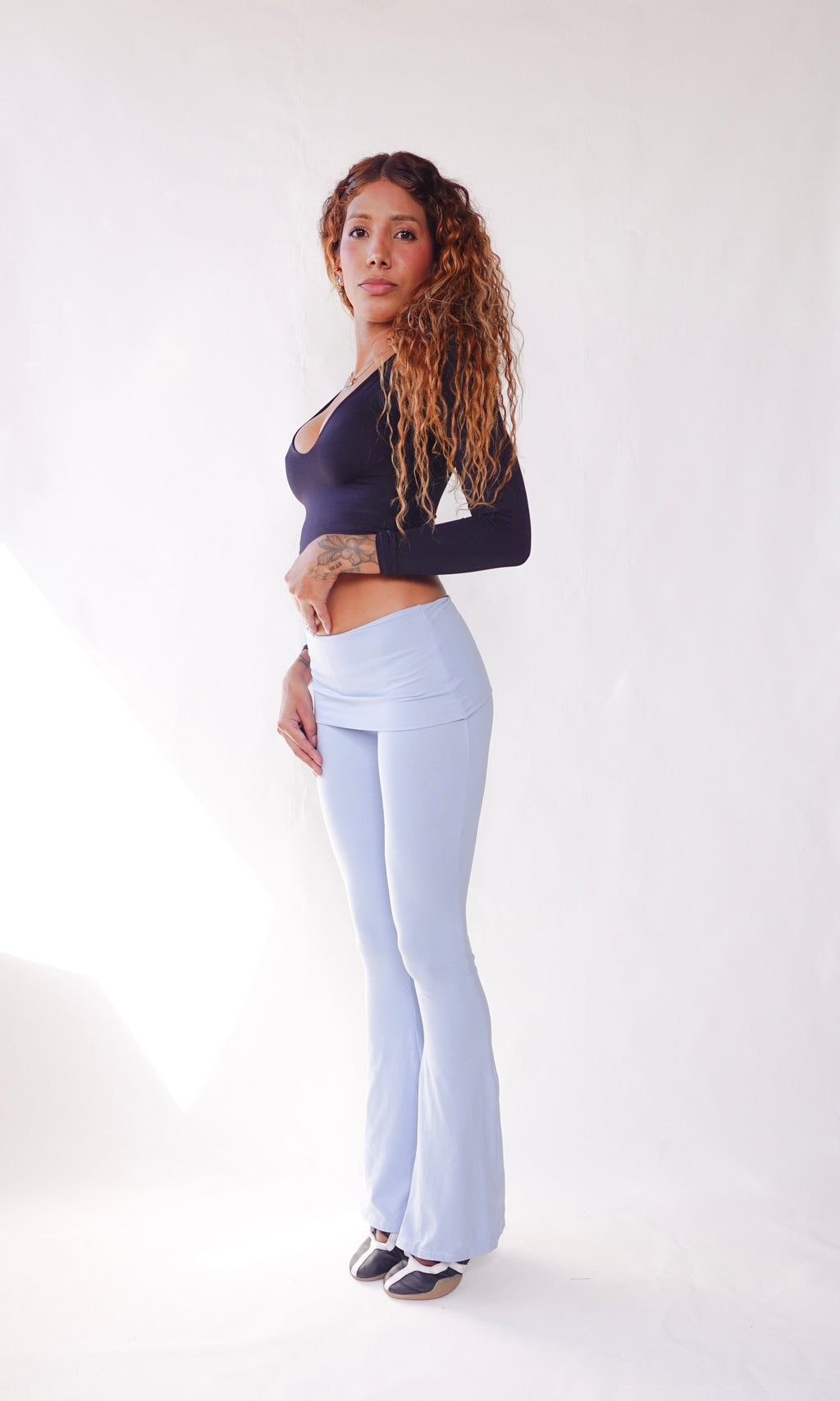 calça flare double poliamida