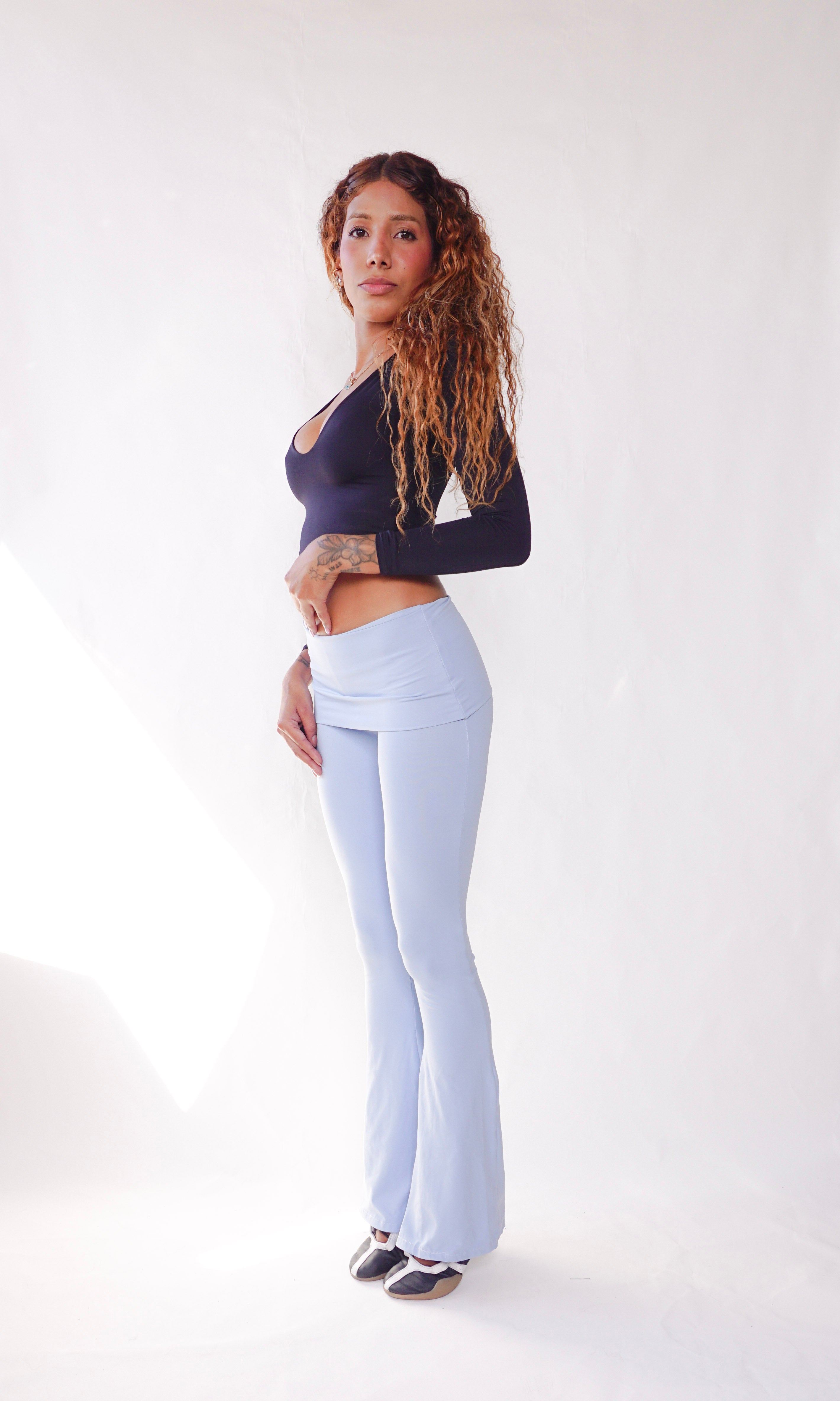 calça flare double poliamida